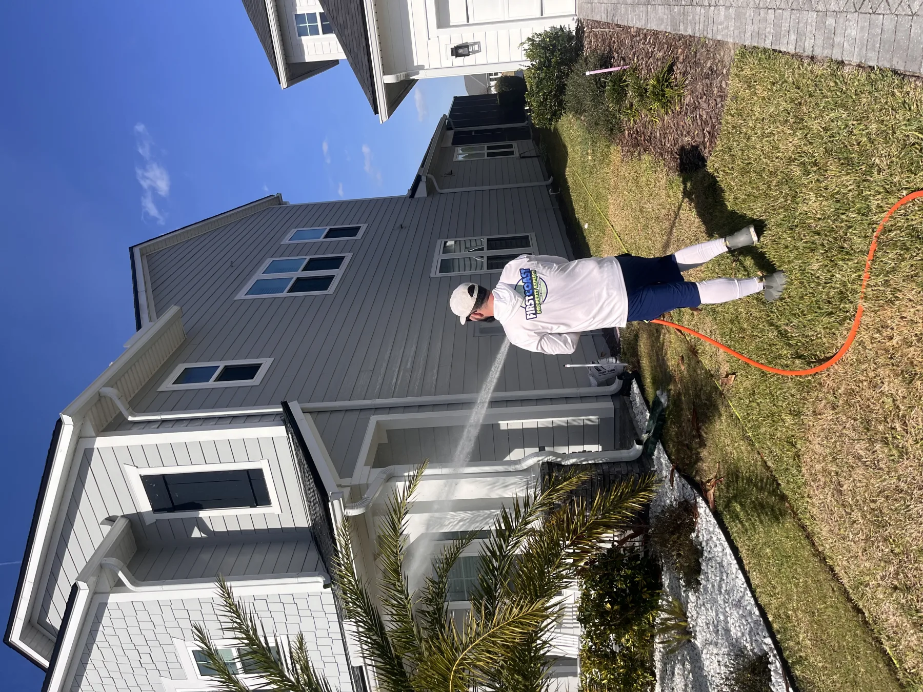 FCPE exterior specialist soft washing a Nocatee home