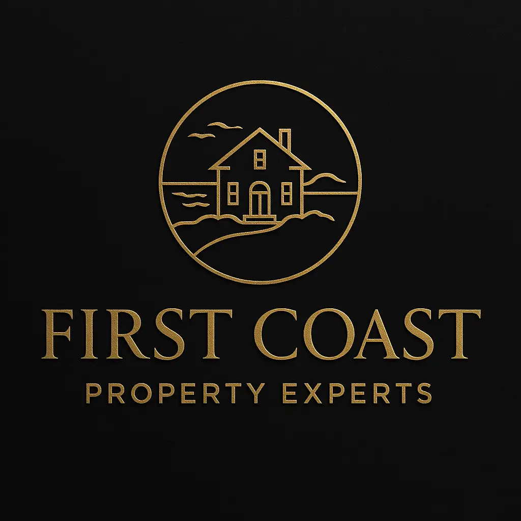 First Coast Property Experts premium logo with gold on black background