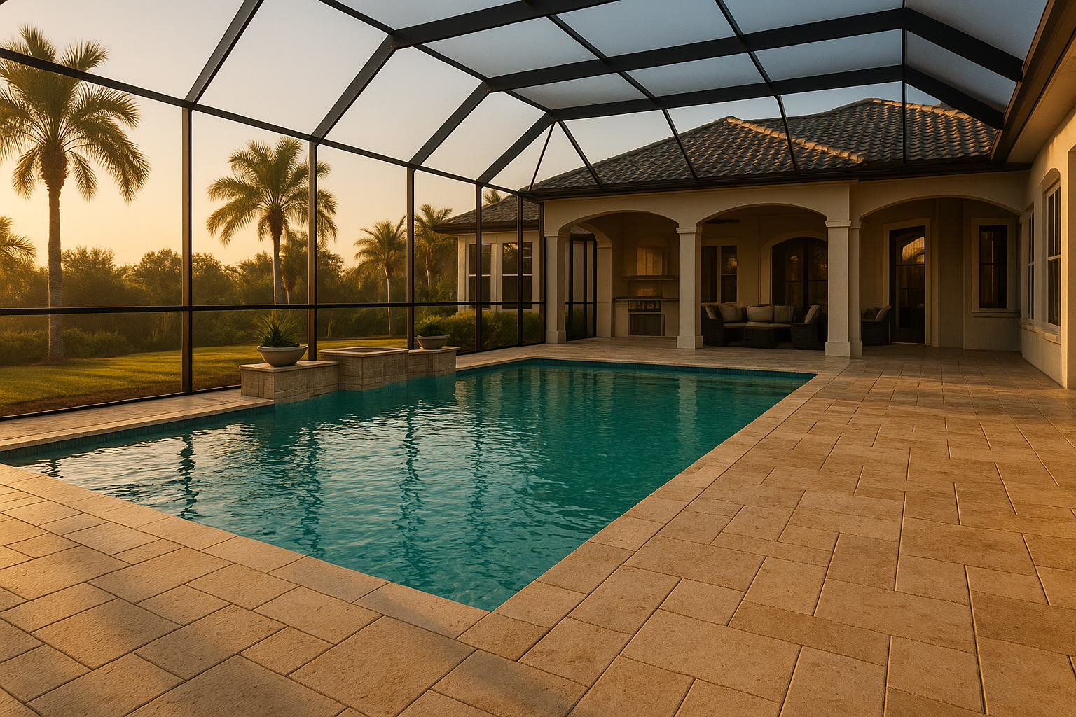 Pool deck cleaning and non‑slip options—Palm Valley
