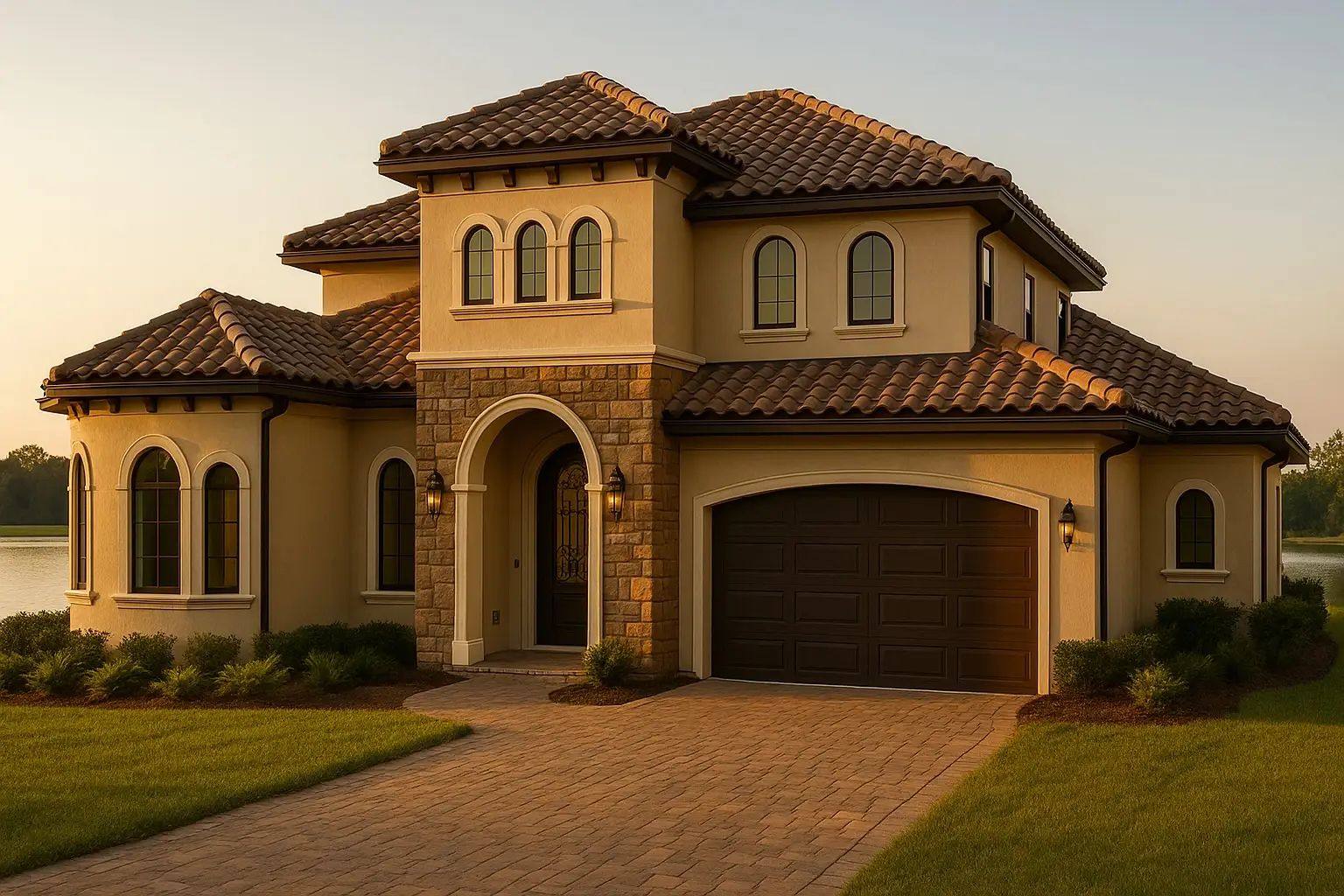 Paver driveway cleaned and prepped before sealing at Northeast Florida estate.