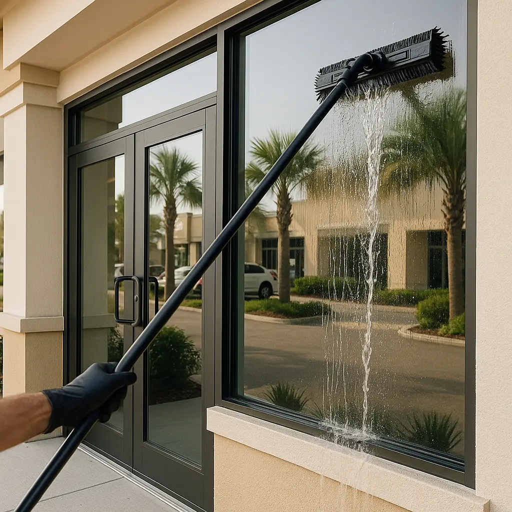 Storefront exterior cleaning—glass, façades, sidewalks in Vilano Beach