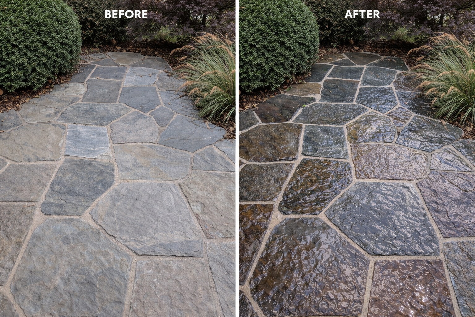 Bluestone patio sealing in Jacksonville, Florida.