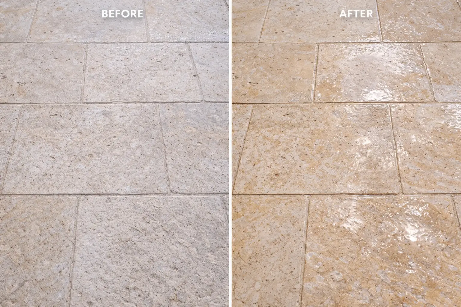 Limestone walkway sealing on Amelia Island, Florida.