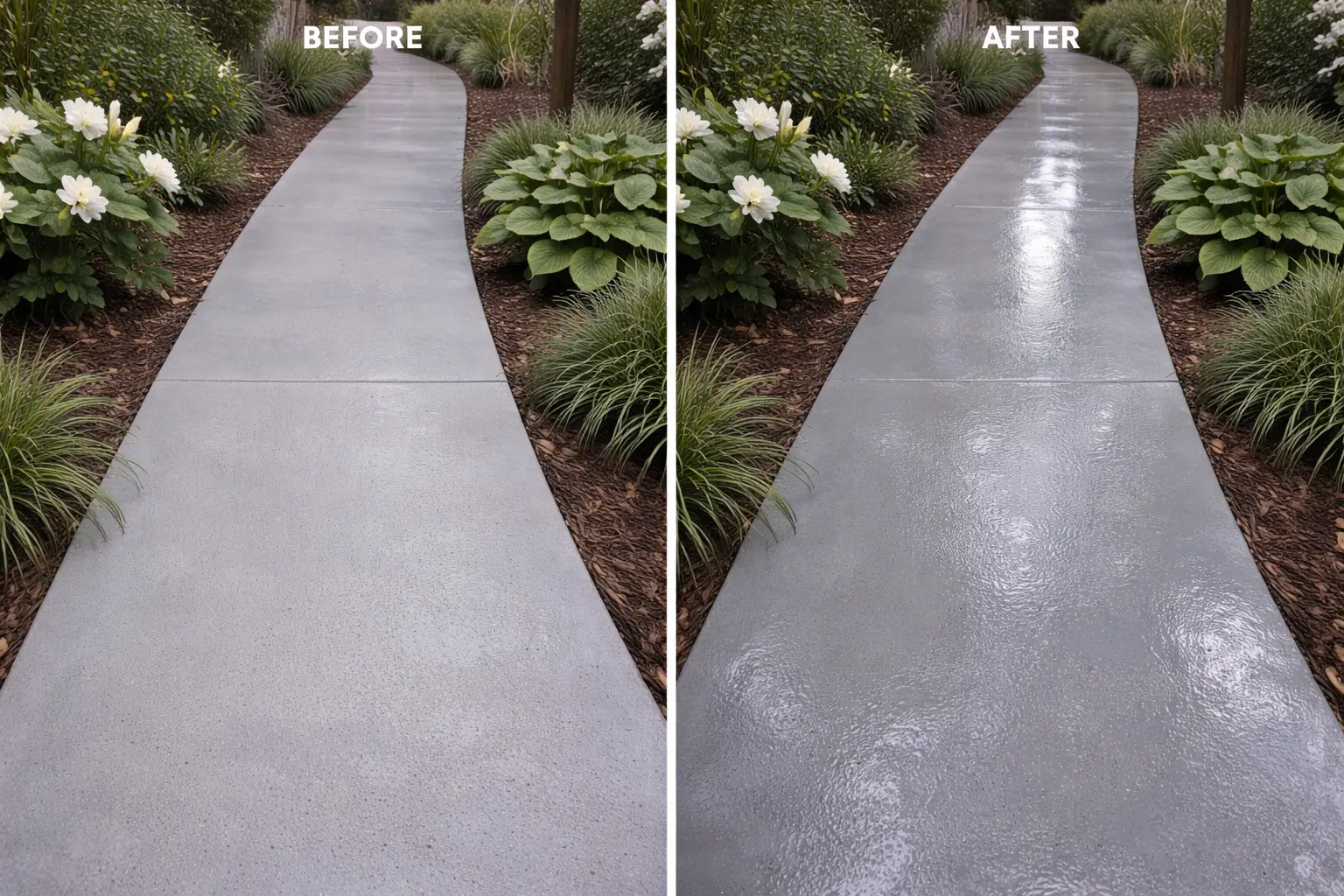Concrete driveway sealing in St. Augustine, Florida.