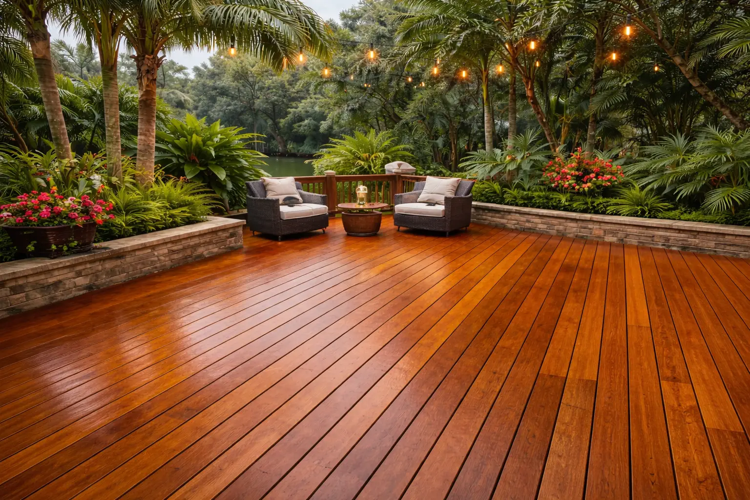 Cleaned wood deck showing restored grain pattern