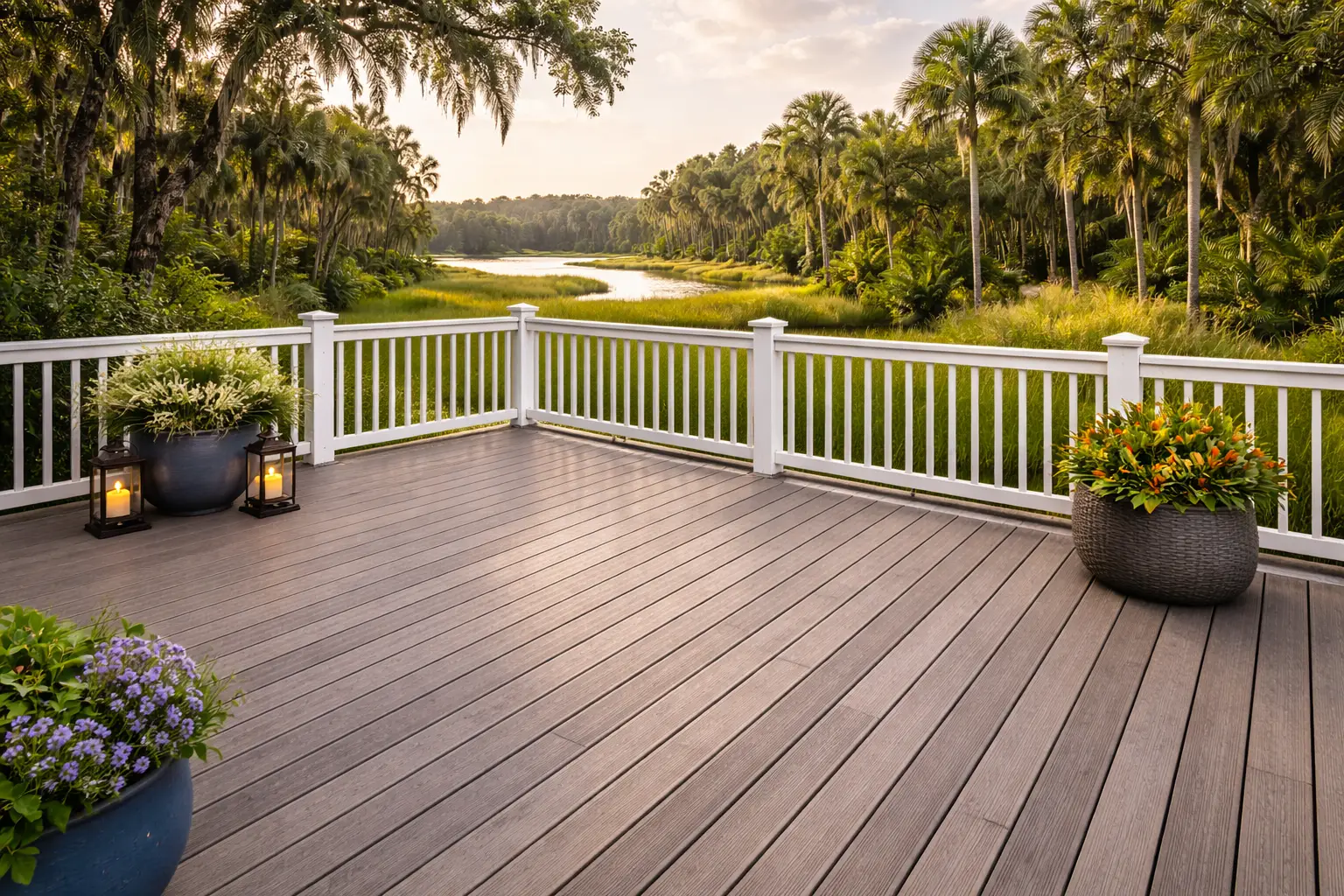 Professional deck cleaning before and after