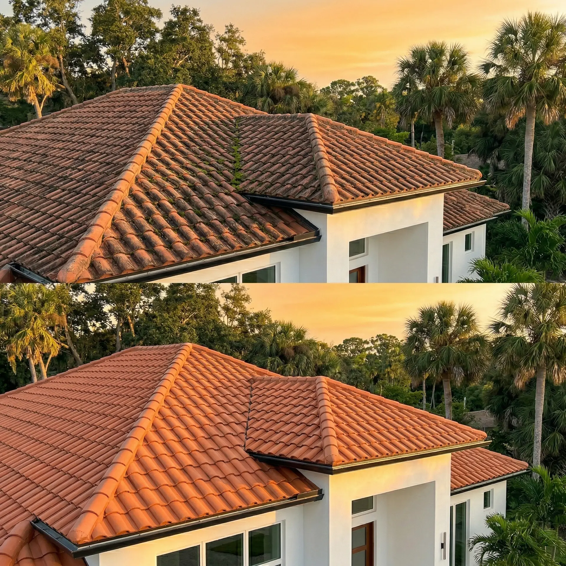 Roof soft washing service