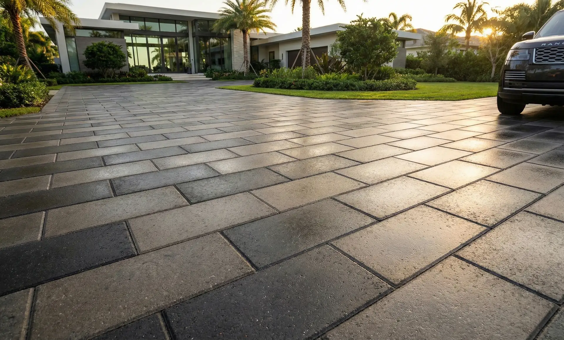 Concrete paver landscape