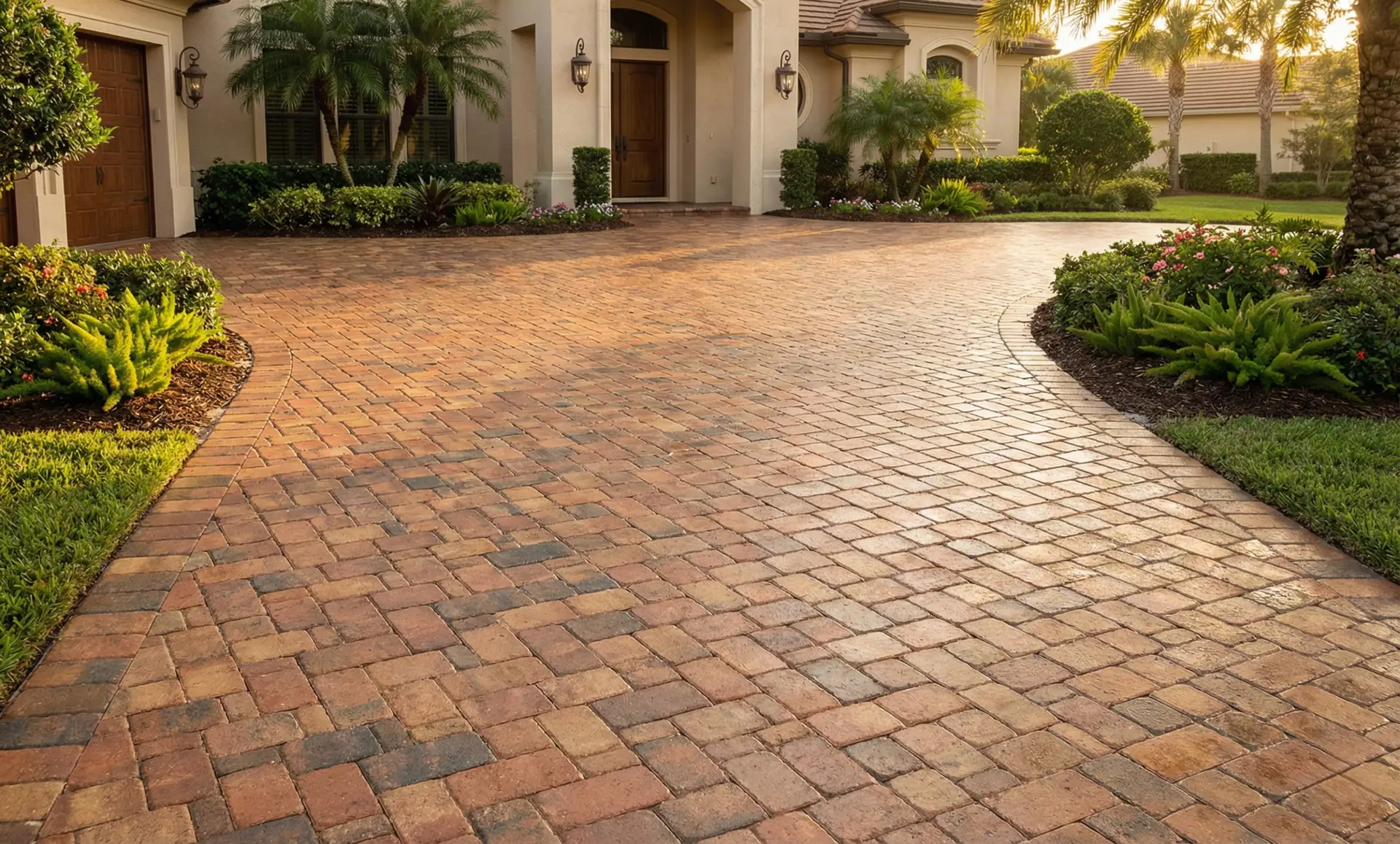 Luxury Florida driveway after cleaning