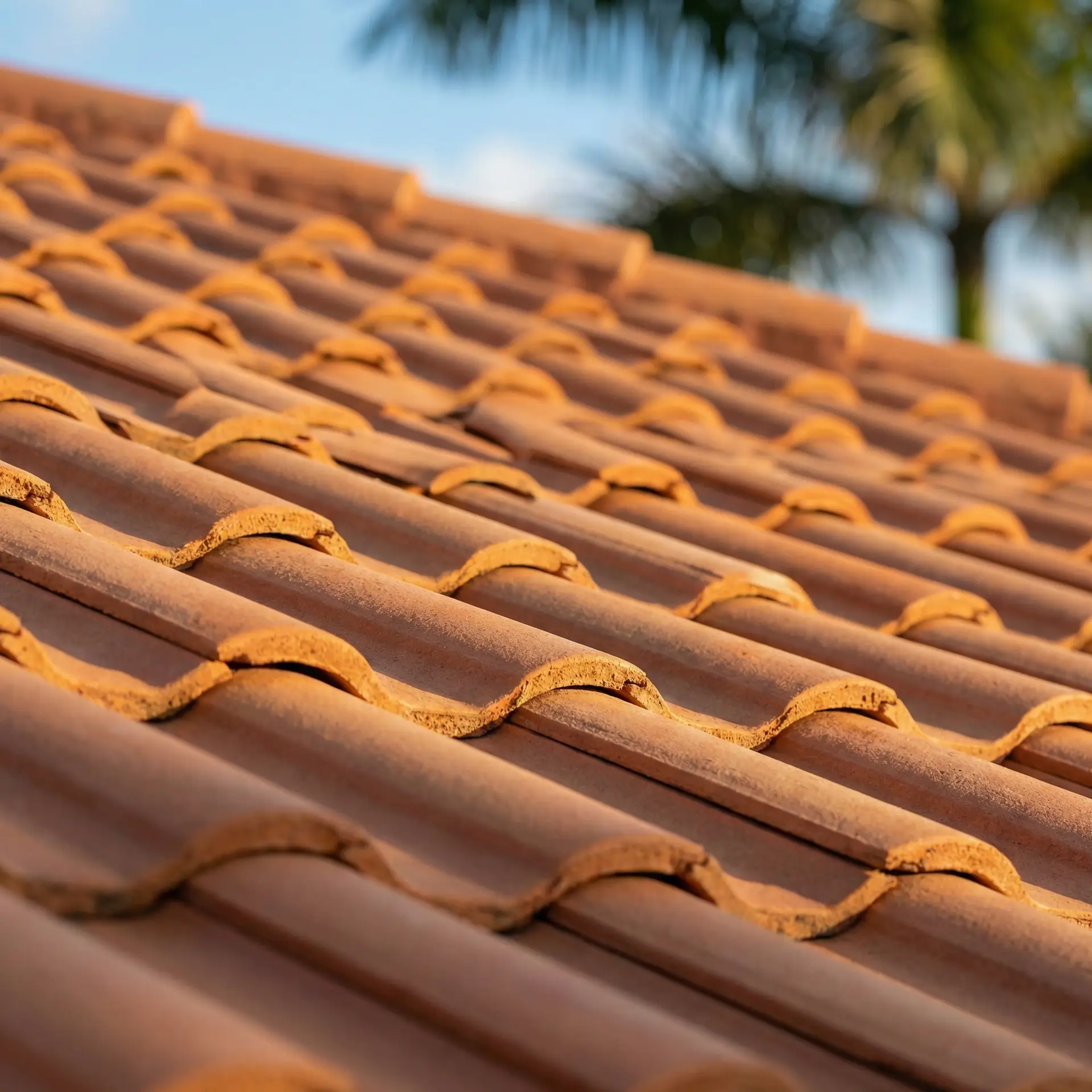 Roof tile close-up after cleaning