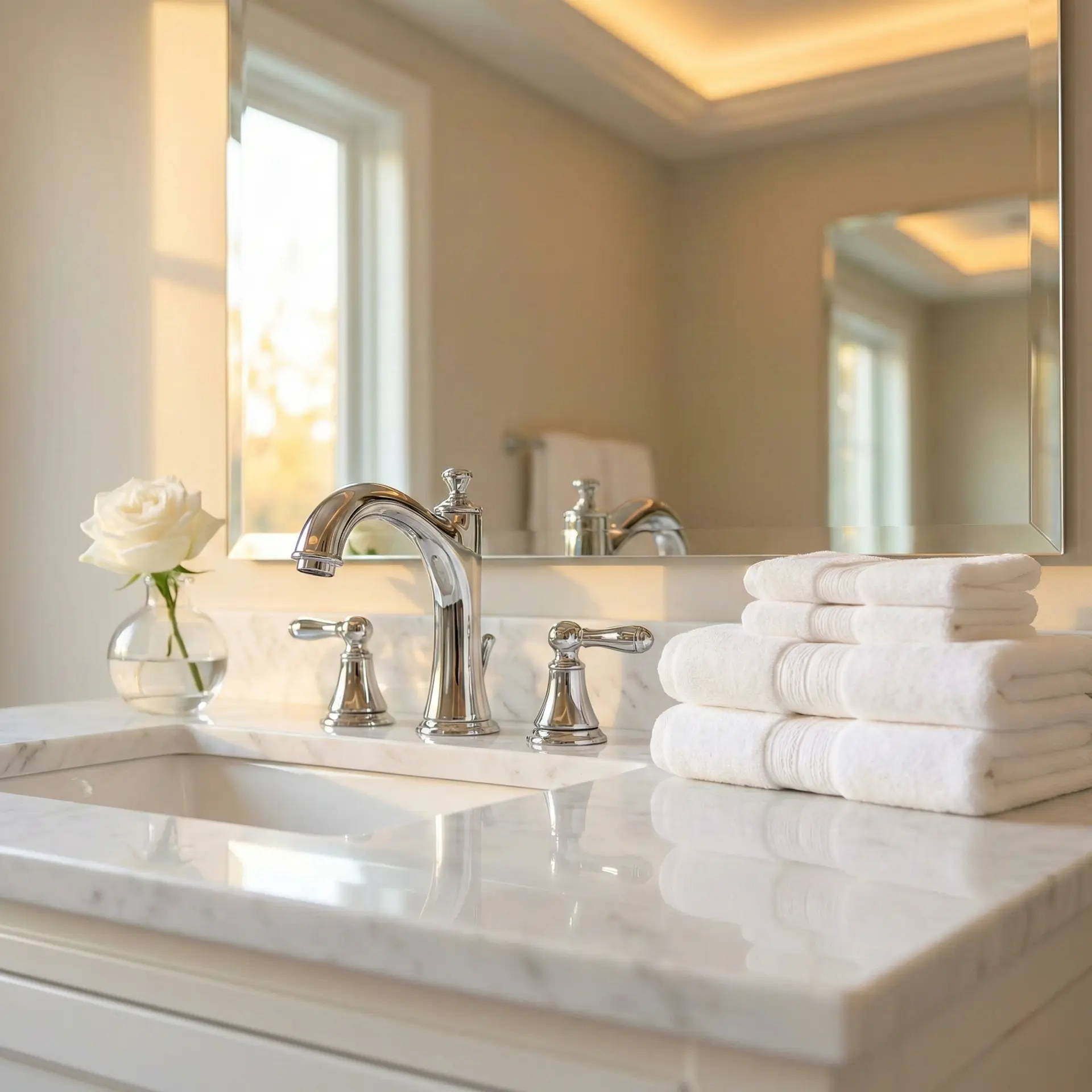 White-glove bathroom detail