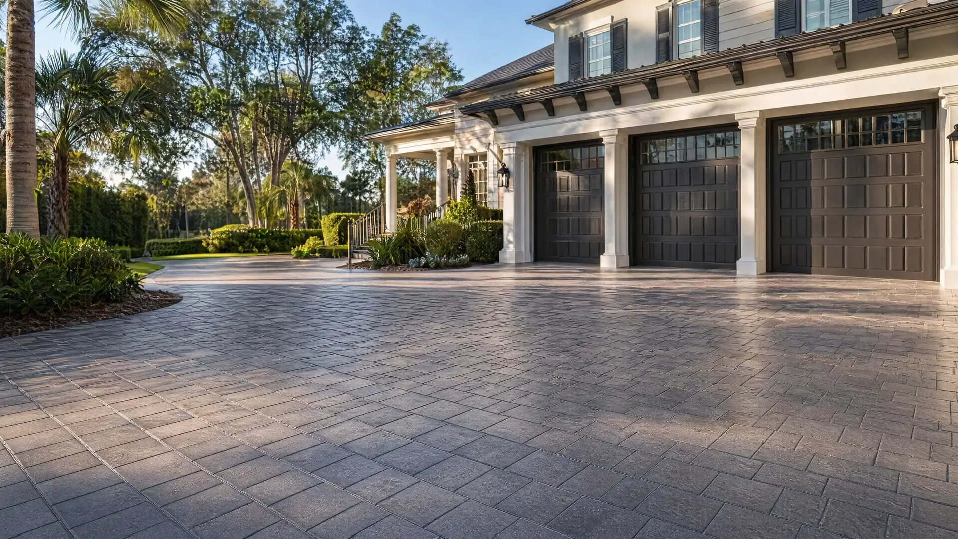 Sealed paver driveway in St. Johns County after FCPE joint-sand replenishment and sealing service
