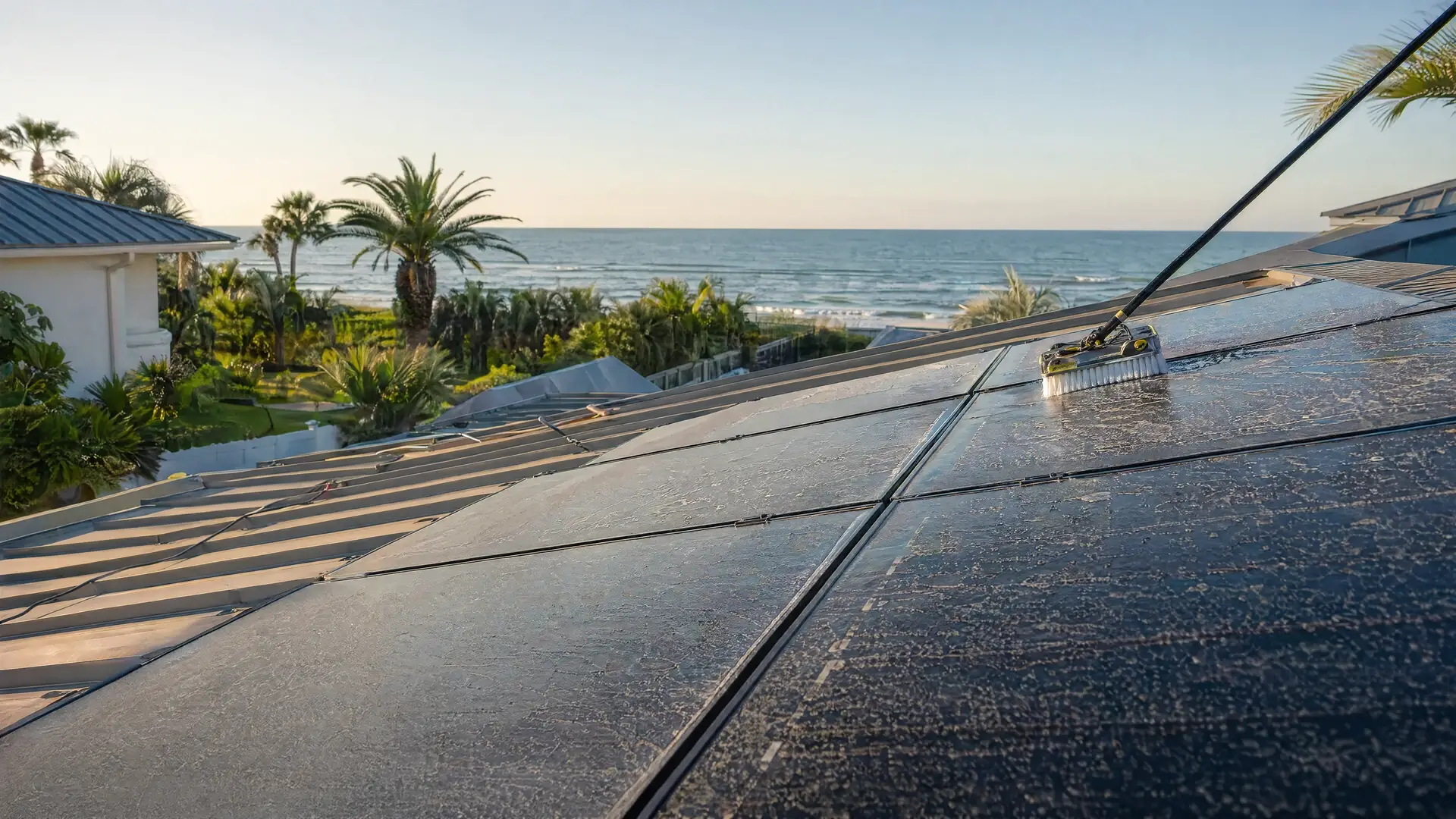 Solar Panel Cleaning before treatment — NE Florida