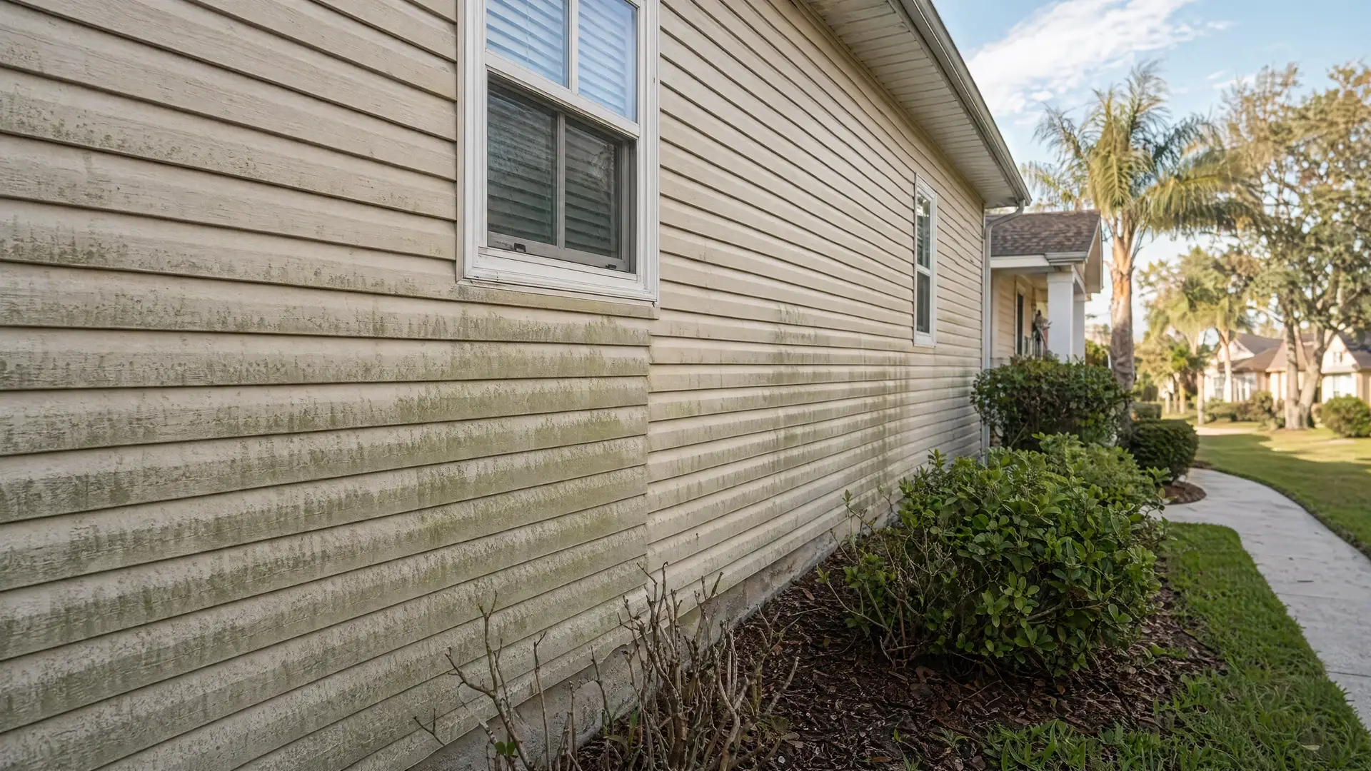 Vinyl Siding Cleaning before treatment — NE Florida