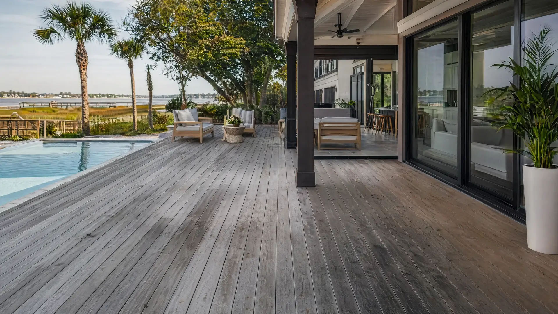 Wood Deck Cleaning before treatment — NE Florida