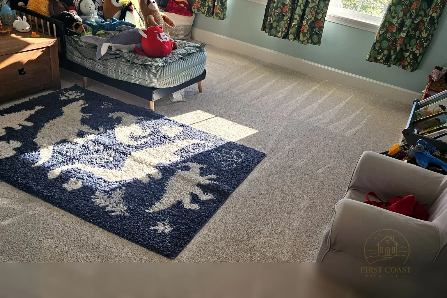 Spotless luxury living room after FCPE premium housekeeping in coastal Florida