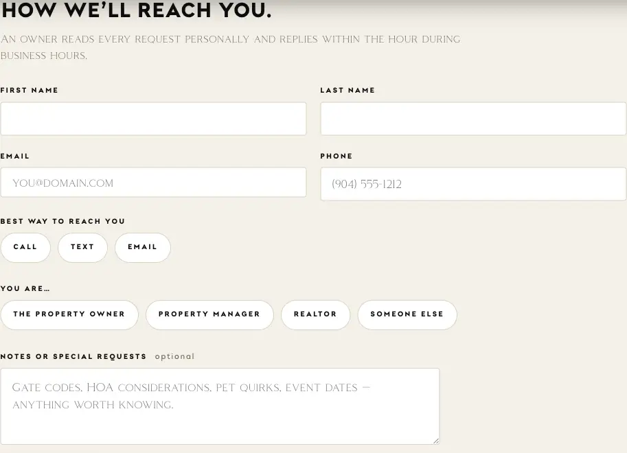FCPE estimate form contact step showing the mobile phone number field
