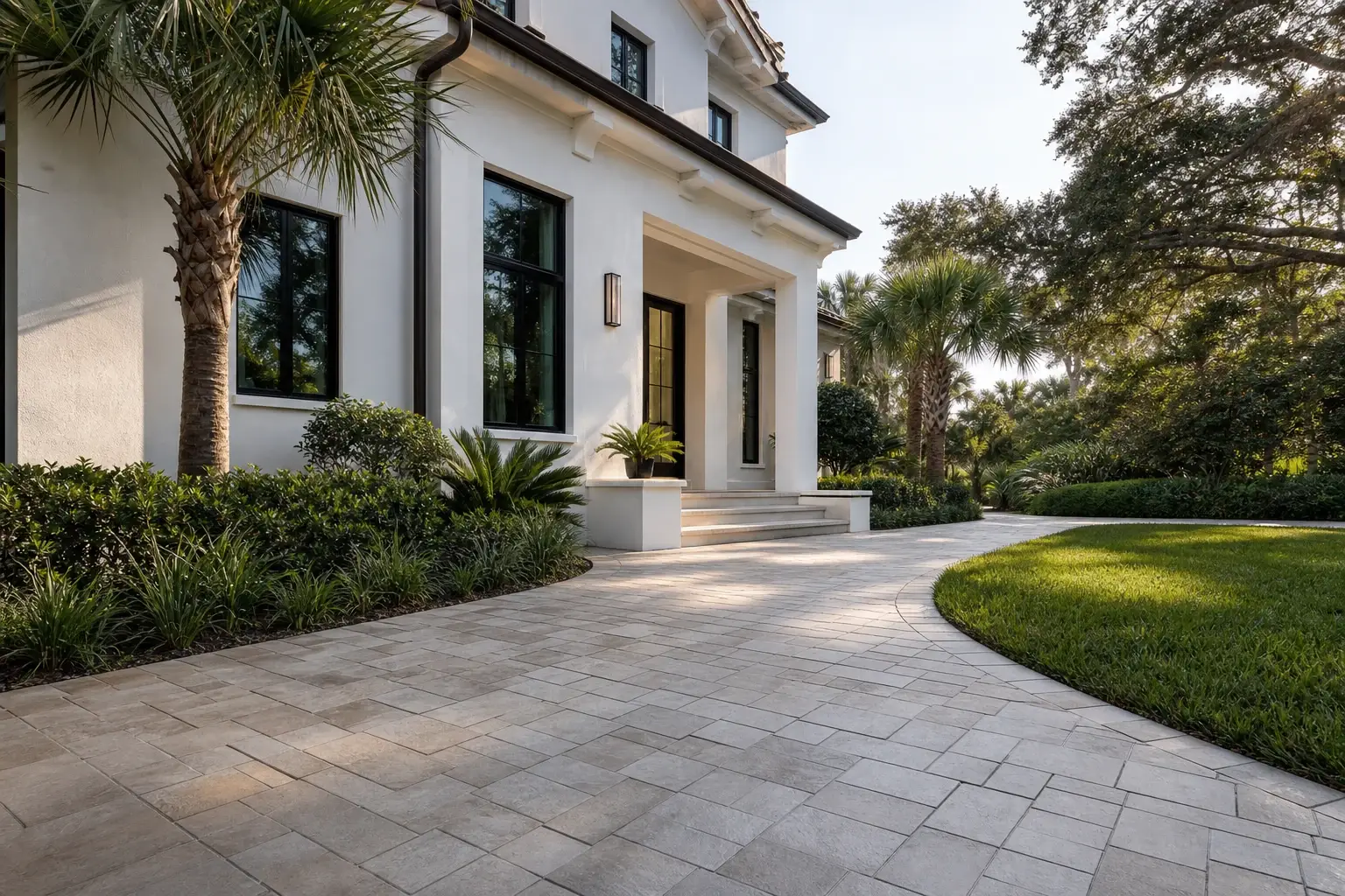 Northeast Florida coastal home exterior and architectural pavers representing one-time exterior care