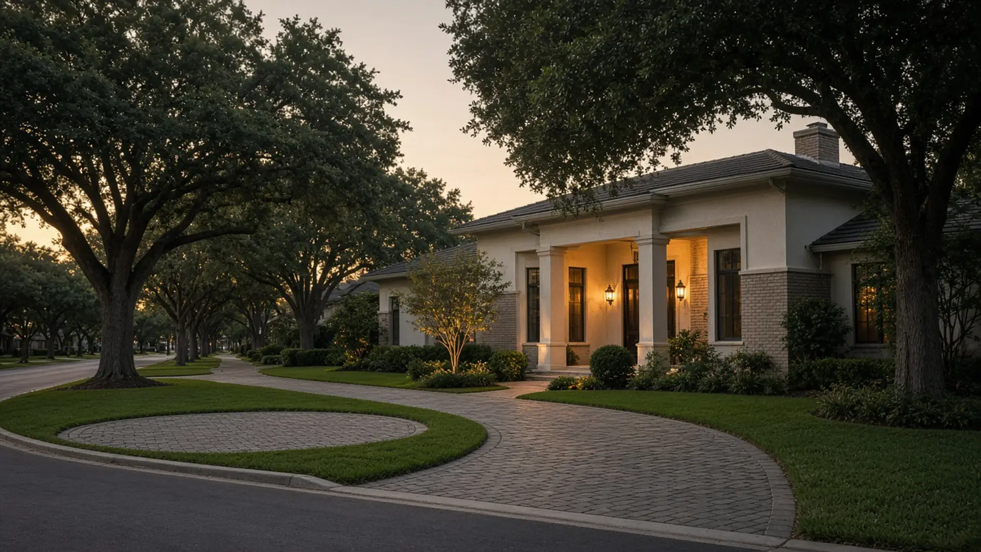Luxury suburban home in Baymeadows, Jacksonville at dusk