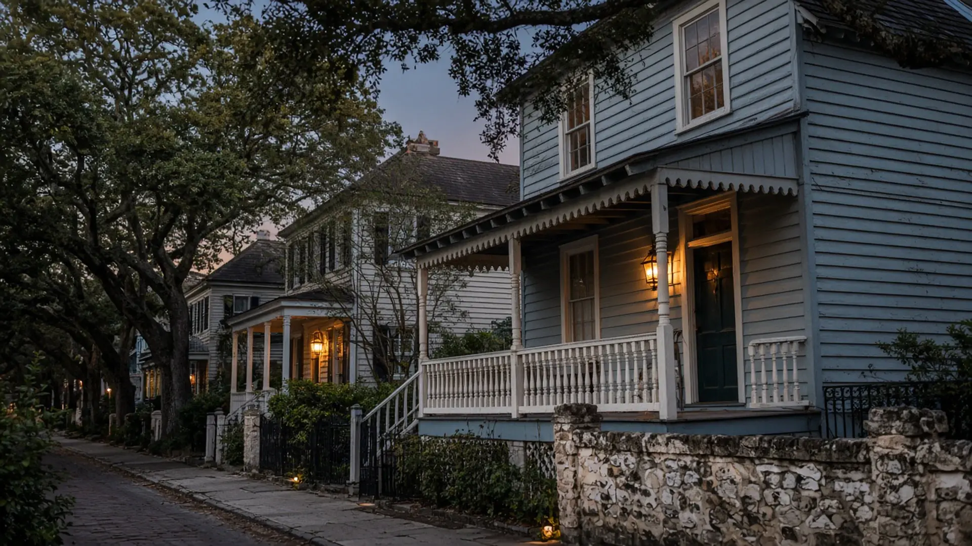 Historic St. Augustine home at dusk