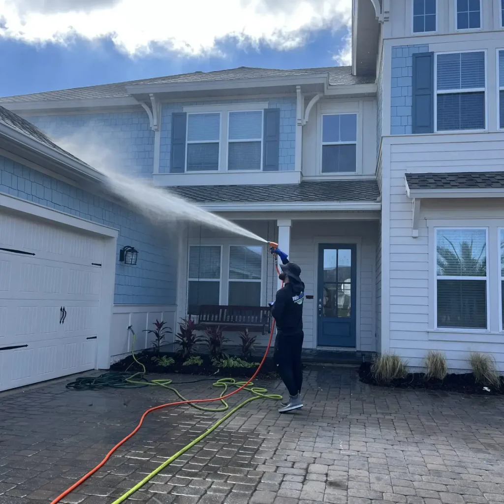 Professional soft washing service in Nocatee, FL, restoring home exteriors with expert low-pressure cleaning.